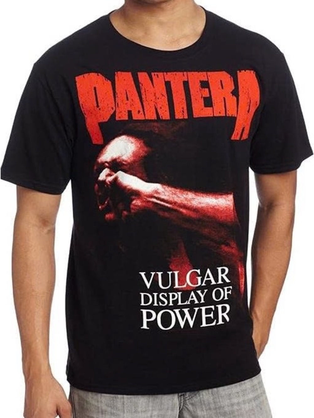 Black Tee with Red Pantera Graphic